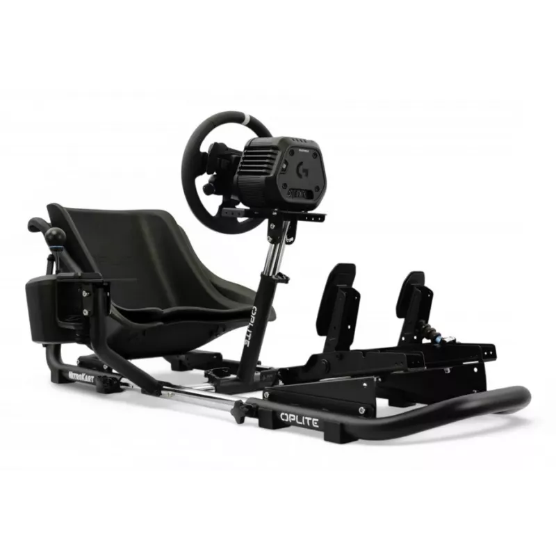 Cockpit de corrida Oplite 104317 NitroKart V2 – estrutura de sim racing em aço preto com banco tipo balde ajustável