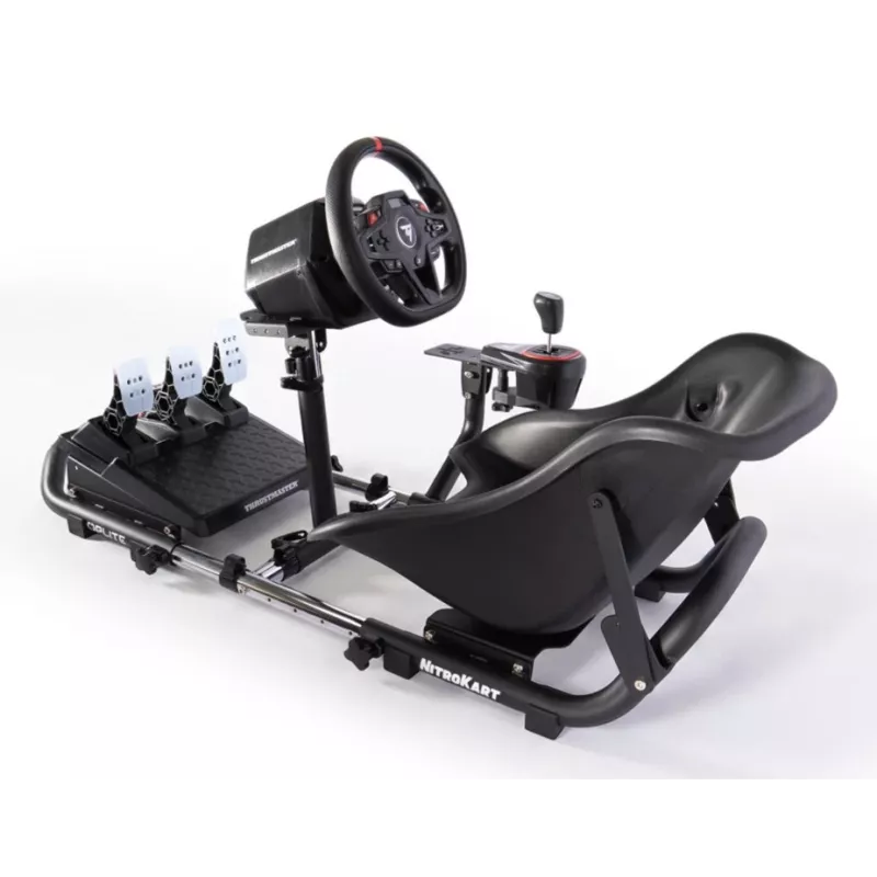 Cockpit de corrida Oplite 104317 NitroKart V2 – estrutura de sim racing em aço preto com banco tipo balde ajustável