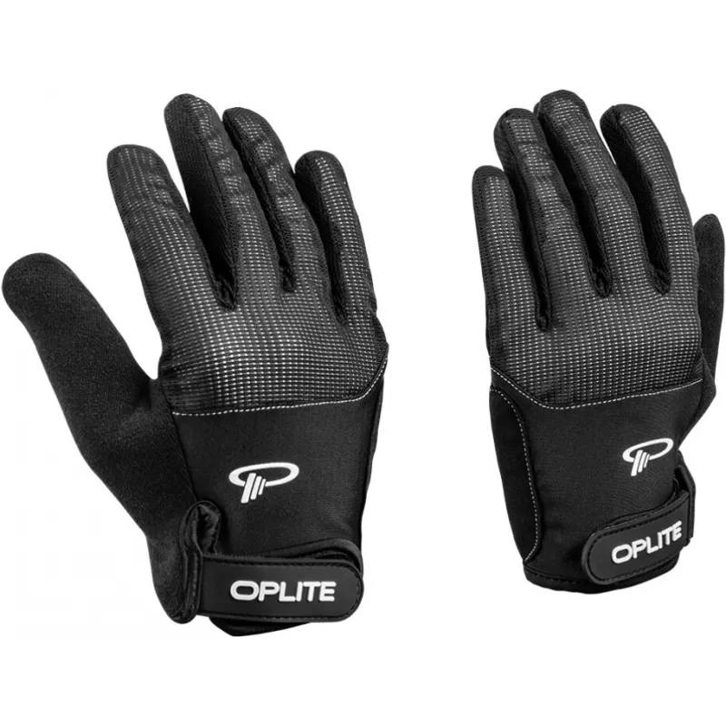 Oplite OP-GLOVE M luvas de sim racing - preto - pele sintética - poliéster - silicone - spandex - 100 mm - 224 mm - 150 g