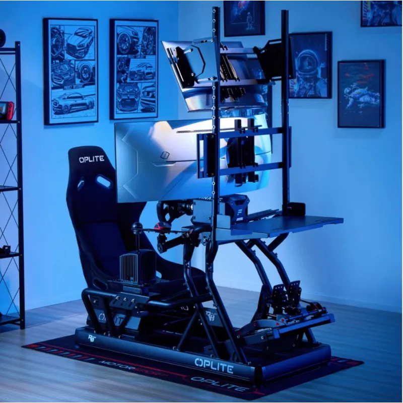 Prateleira para teclado e rato OPLite R8/S8 Cockpit - aço preto, ajustável, montagem lateral