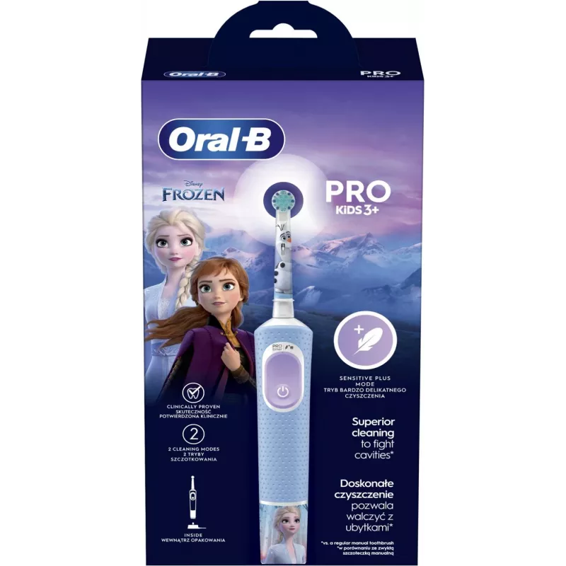 Oral-B Vitality PRO Kids Frozen escova de dentes elétrica para crianças, recarregável, 2 modos, 1 cabeça de escova, azul