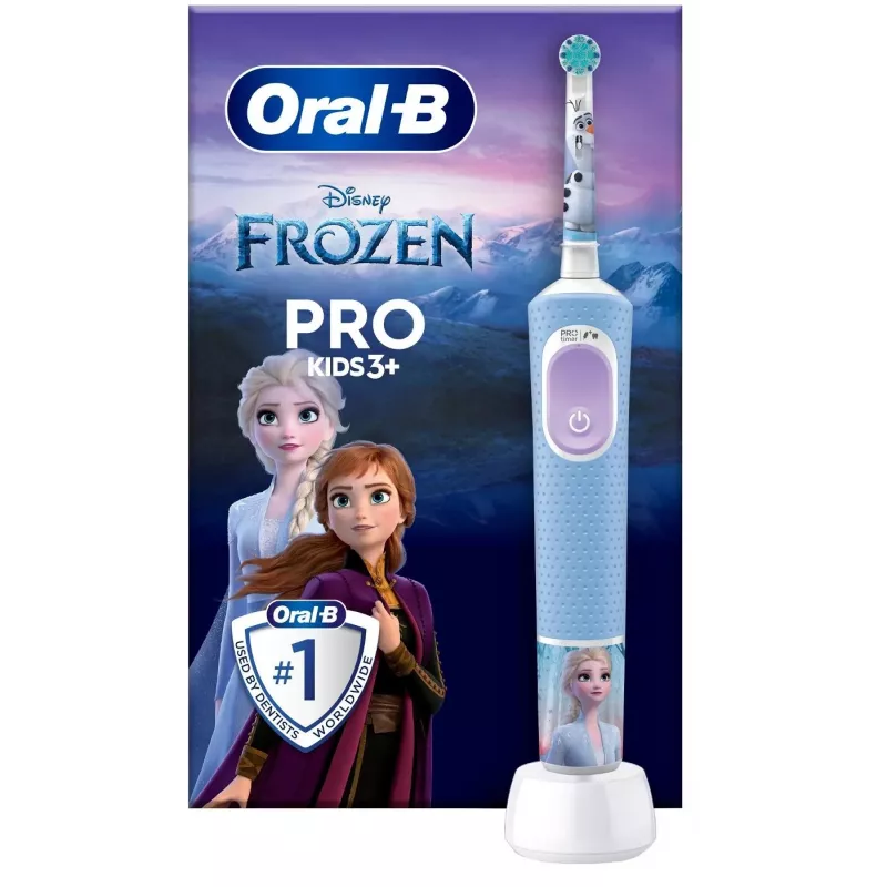 Oral-B Vitality PRO Kids Frozen escova de dentes elétrica para crianças, recarregável, 2 modos, 1 cabeça de escova, azul
