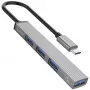 ORICO AH-13-GY-EP-HW hub USB-C com USB-A 3.0 5 Gbps e 3x USB-A 2.0, alumínio, prateado