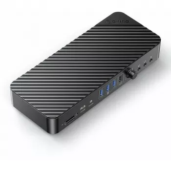 Docking station ORICO USB-C 10 Gbps, 2x DP 4K, HDMI 4K, PD 60W, 6x USB-A, leitor de cartões SD/TF, áudio (DKA20-V1-EU-BK-EP)