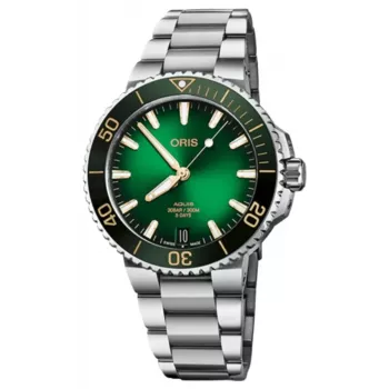 ORIS Aquis Date Calibre 400 relógio automático de homem 41,50 mm mostrador verde bracelete de aço inoxidável 41270782209PE