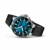 ORIS relógio de mergulho de homem 41350742274FC 41.50mm automático mostrador azul bracelete de borracha azul