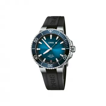 ORIS Relógio de mergulho de homem 41350742274FC 41,50mm automático mostrador azul bracelete de borracha azul