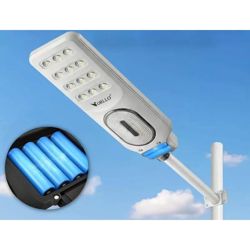 ORLLO Candeeiro solar de rua LED 400W com painel 28W, sensor de movimento e comando, 2713LM, 6500K