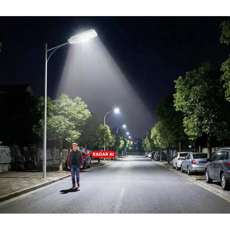 ORLLO Candeeiro solar de rua LED 400W com painel 28W, sensor de movimento e comando, 2713LM, 6500K
