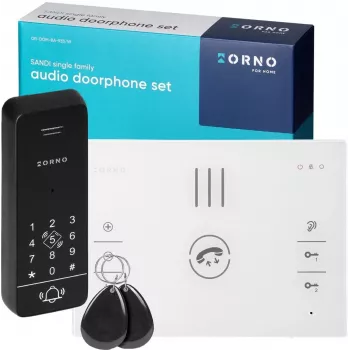ORNO OR-DOM-BA-933/W Conjunto de videoporteiro, 1 família, 2 fios, Auscultador interior Branco, Unidade exterior Prateada