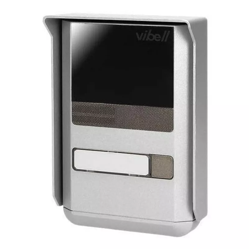 ORNO OR-DOM-SL-923 kit de intercomunicador de 2 fios para moradia unifamiliar, montagem saliente, painel exterior prateado/cinzento, Uniphone branco