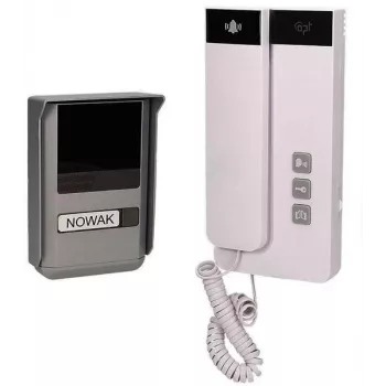 ORNO OR-DOM-SL-923 Intercomunicador de porta com fios de 2 fios para moradia unifamiliar, montagem à superfície, unidade exterior prata/cinzenta, posto interior branco