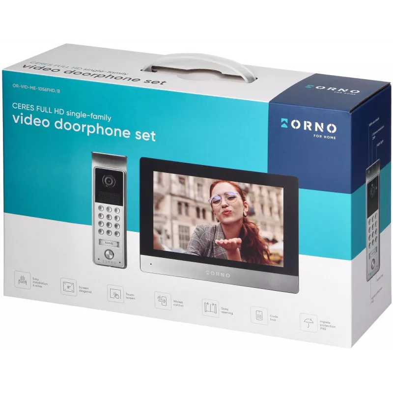 ORNO OR-VID-ME-1056FHD/B Videoporteiro Wi-Fi 7 polegadas com posto externo Full HD 1080p, preto