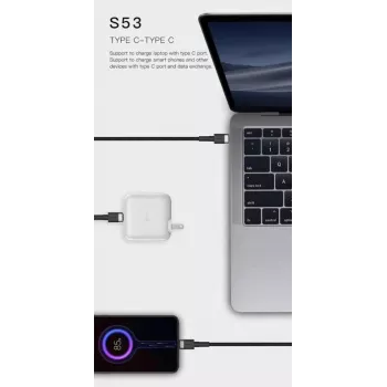 Cabo USB-C para USB-C ORSEN S53 3A 1m azul