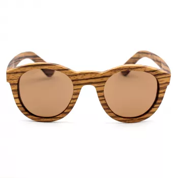 Óculos de sol unissexo ORYGIN WOOD-B com armação em madeira, proteção UV400, lentes castanhas, 45/25/145 mm