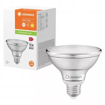 OSRAM PAR30 7,5W equivalente a 75W lâmpada LED refletora regulável 10W 633lm 2700K branco quente E27 ângulo de feixe de 36°