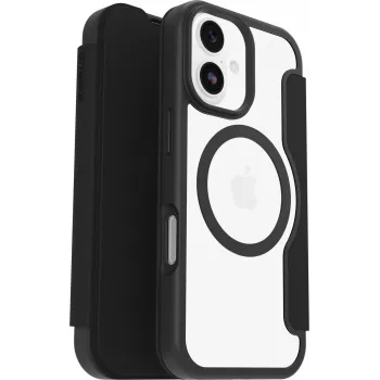 Capa com carteira OtterBox React Folio MagSafe Series para Apple iPhone 17 - Black Crystal (transparente/preto)