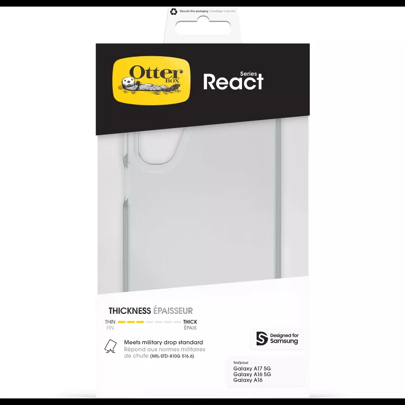 OtterBox React Series Capa protetora transparente para Samsung Galaxy A16, A16 5G, A17, A17 5G
