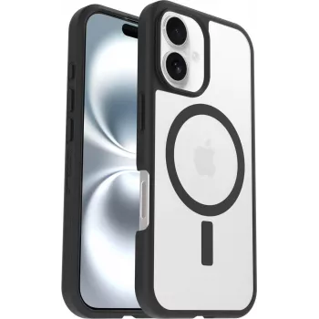 OtterBox React Series capa MagSafe para iPhone 16 - Black Crystal (transparente/preto)