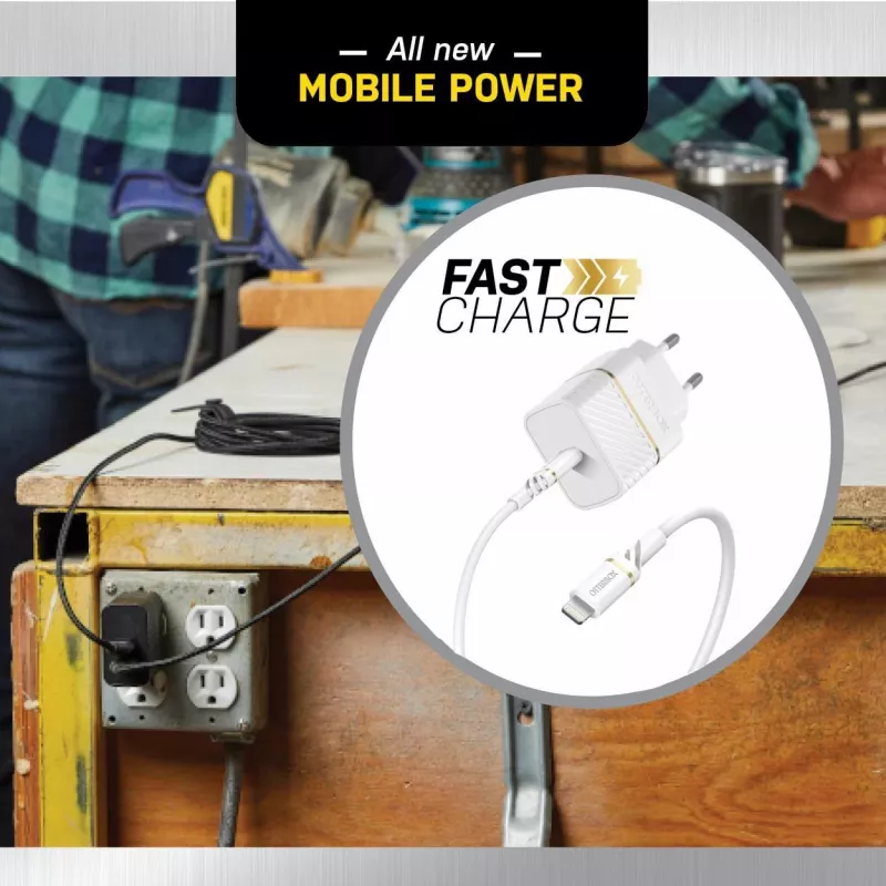 Carregador de parede OtterBox 20W USB-C PD 3.0 Cloud Dust White
