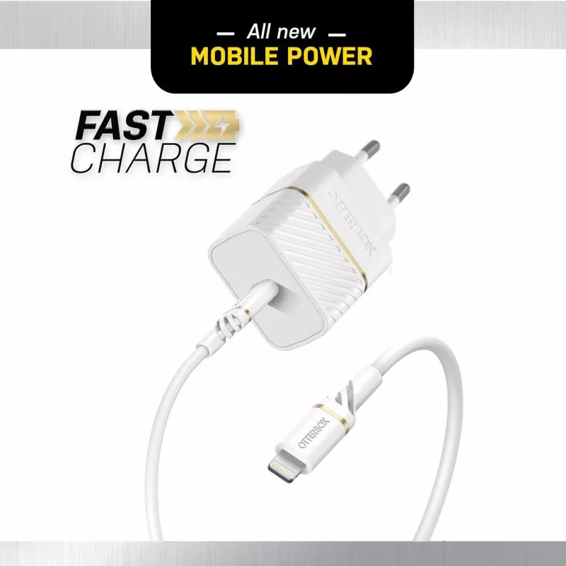 Carregador de parede OtterBox 20W USB-C PD 3.0 Cloud Dust White