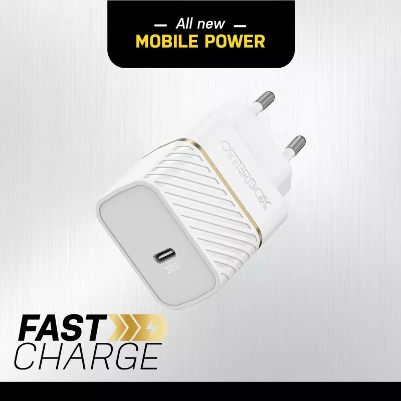 OtterBox carregador de parede 30W USB-C PD 3.0 Cloud Dust White