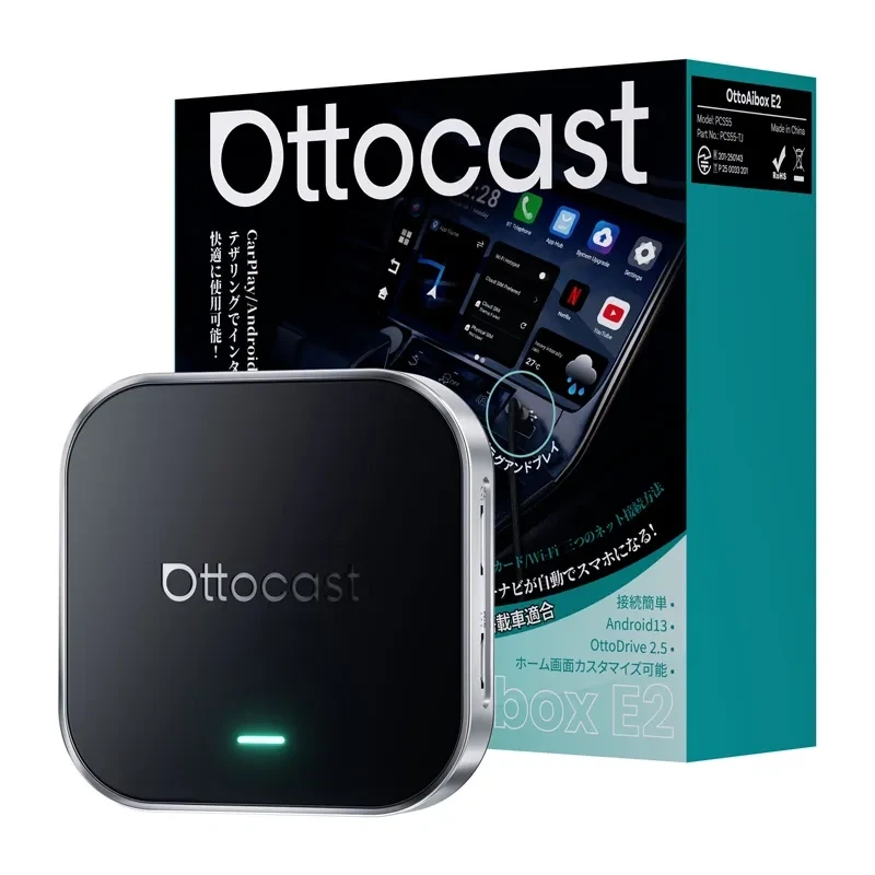 OTTOCAST OttoAibox E2 Caixa AI sem fios CarPlay e Android Auto