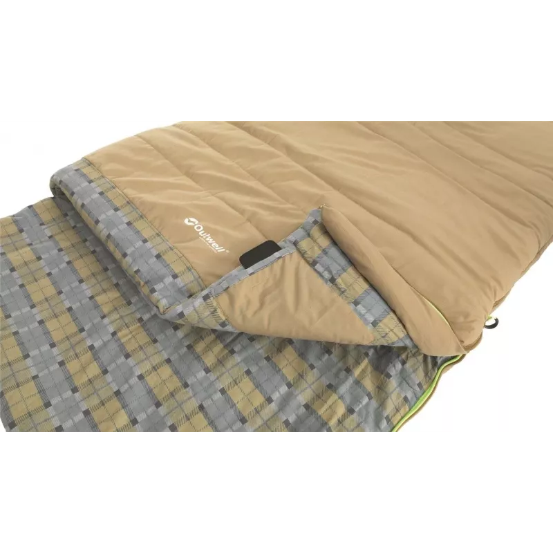 Outwell Commodore saco de dormir 225 x 85 cm 9/5/-8 °C com almofada solta fecho de correr em L de dois sentidos com auto-lock