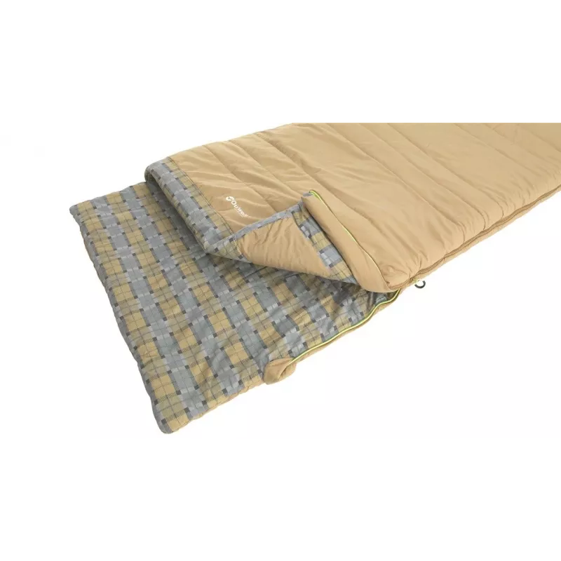 Outwell Commodore saco de dormir 225 x 85 cm 9/5/-8 °C com almofada solta fecho de correr em L de dois sentidos com auto-lock