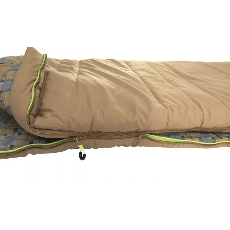 Outwell Commodore saco de dormir 225 x 85 cm 9/5/-8 °C com almofada solta fecho de correr em L de dois sentidos com auto-lock