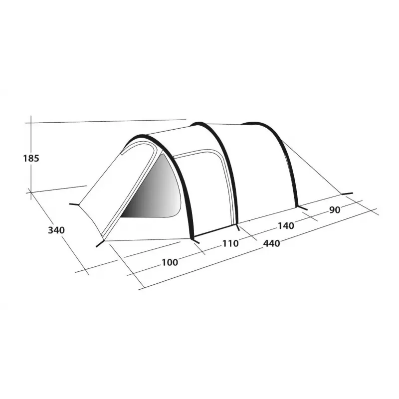 Outwell Earth 5 Tenda túnel para 5 pessoas – 2 quartos, coluna de água 3000mm, verde