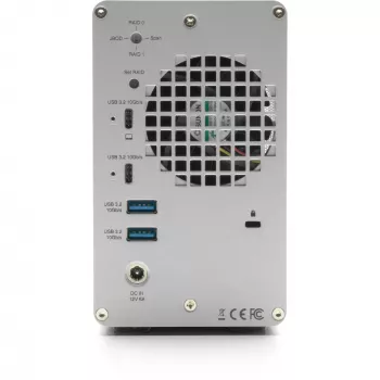OWC Mercury Elite Pro Dual caixa RAID de 2 baias com hub USB de 3 portas, USB 3.2 Gen 2 Type-C (prateado)