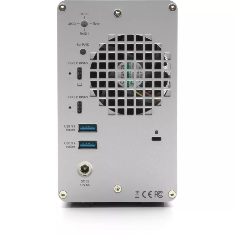 OWC Mercury Elite Pro Dual caixa RAID de 2 baias com hub USB de 3 portas, USB 3.2 Gen 2 Type-C (prateado)