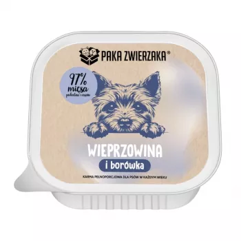 PAKA ZWIERZAKA Porco com mirtilos Mono comida húmida para cães 150g