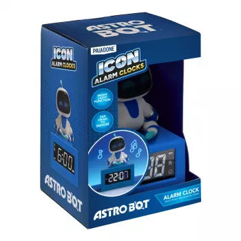 Despertador AstroBot Icon Paladone – despertador robô digital LCD cinzento/branco com função soneca