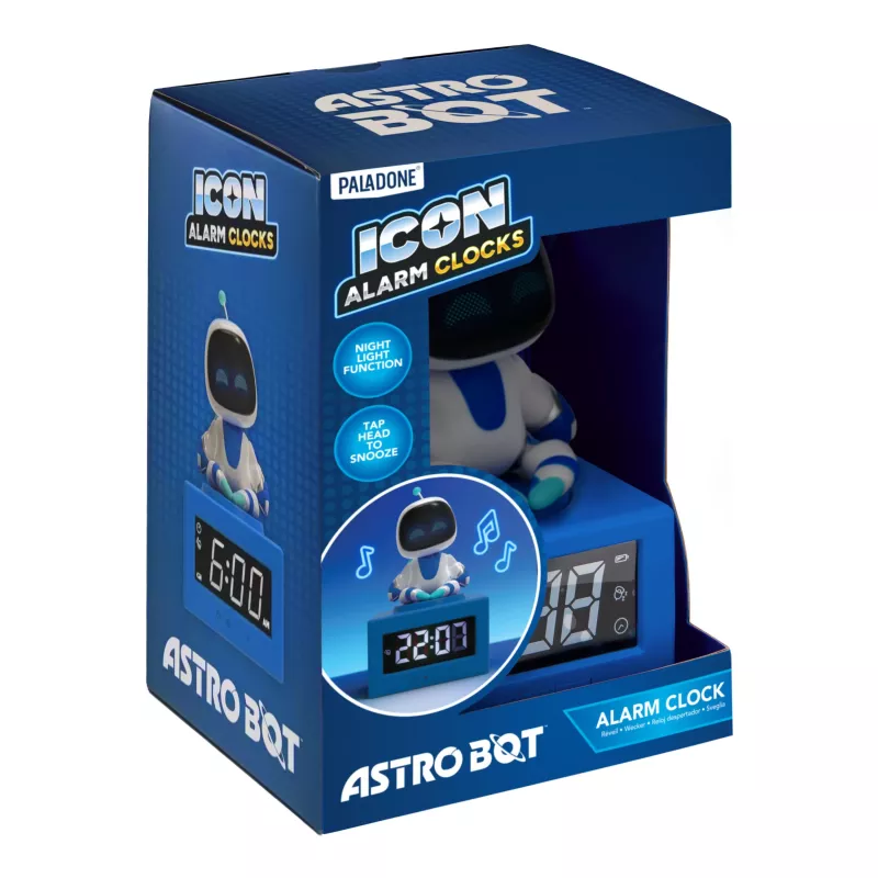 Despertador AstroBot Icon Paladone – despertador robô digital LCD cinzento/branco com função soneca