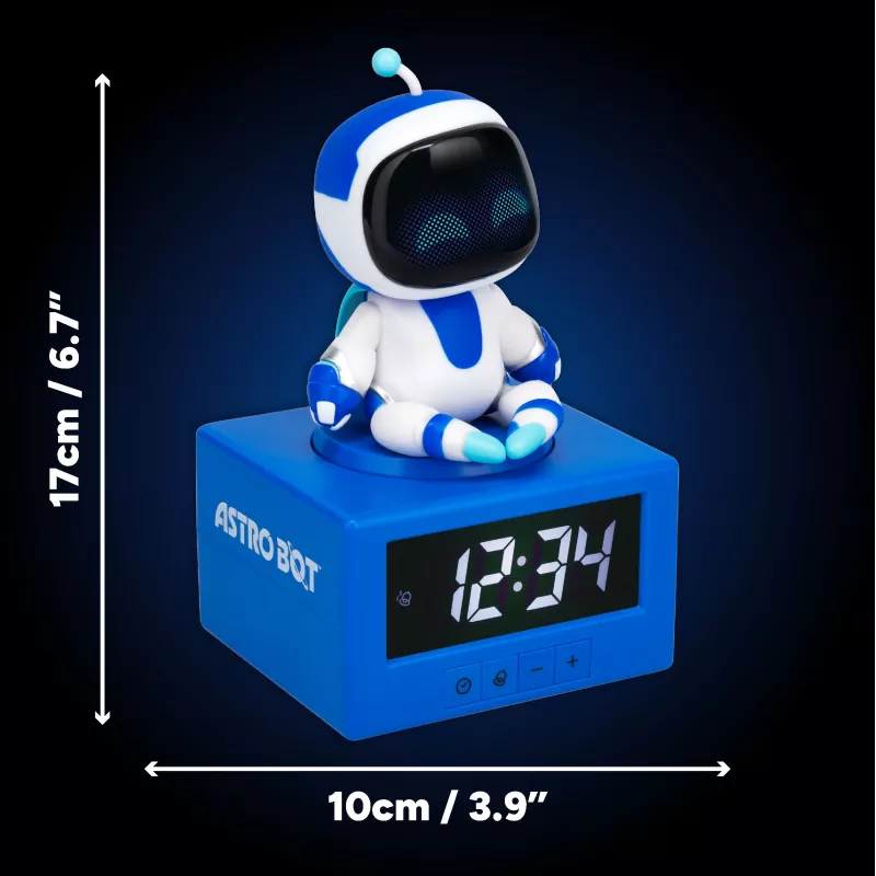 Despertador AstroBot Icon Paladone – despertador robô digital LCD cinzento/branco com função soneca