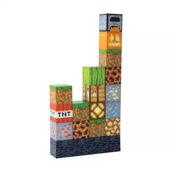 Luz de construção Minecraft Block Paladone – 16 blocos LED, alimentação USB, branco quente, conjunto de encaixe