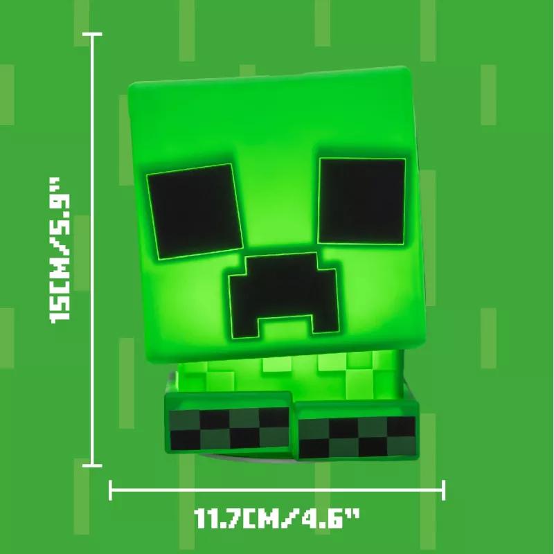Luz de silicone SquishyGlo Paladone Minecraft Creeper recarregável – luz noturna LED verde regulável com 3 níveis de brilho e carregamento Micro-USB