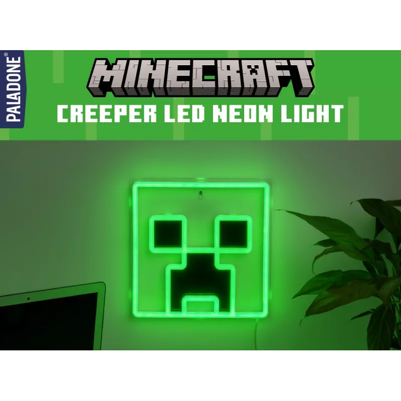 Paladone Minecraft Creeper Luz LED néon para montagem na parede