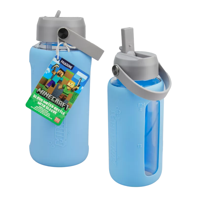 Garrafa de água de vidro Minecraft da Paladone 450 ml design Creeper