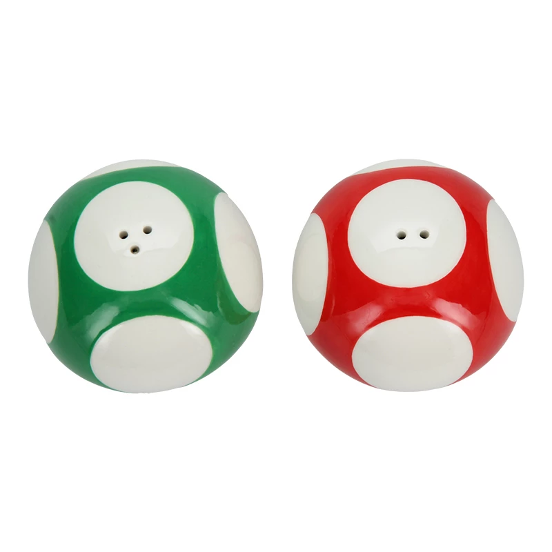 Paladone Conjunto de saleiro e pimenteiro Super Mario Mushroom (Cogumelo Super vermelho e cogumelo 1-Up verde)