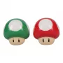 Paladone Conjunto de saleiro e pimenteiro Super Mario Mushroom (Cogumelo Super vermelho e cogumelo 1-Up verde)