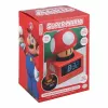 Paladone Super Mario Super Mushroom Icon Despertador - LCD digital, alimentado por USB, efeitos sonoros oficiais Nintendo, vermelho/branco