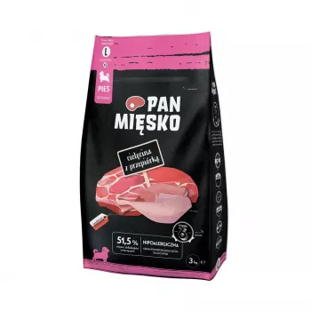 Pan Mięsko comida seca para cães vitela com codorniz cachorros croquetes grandes 3kg