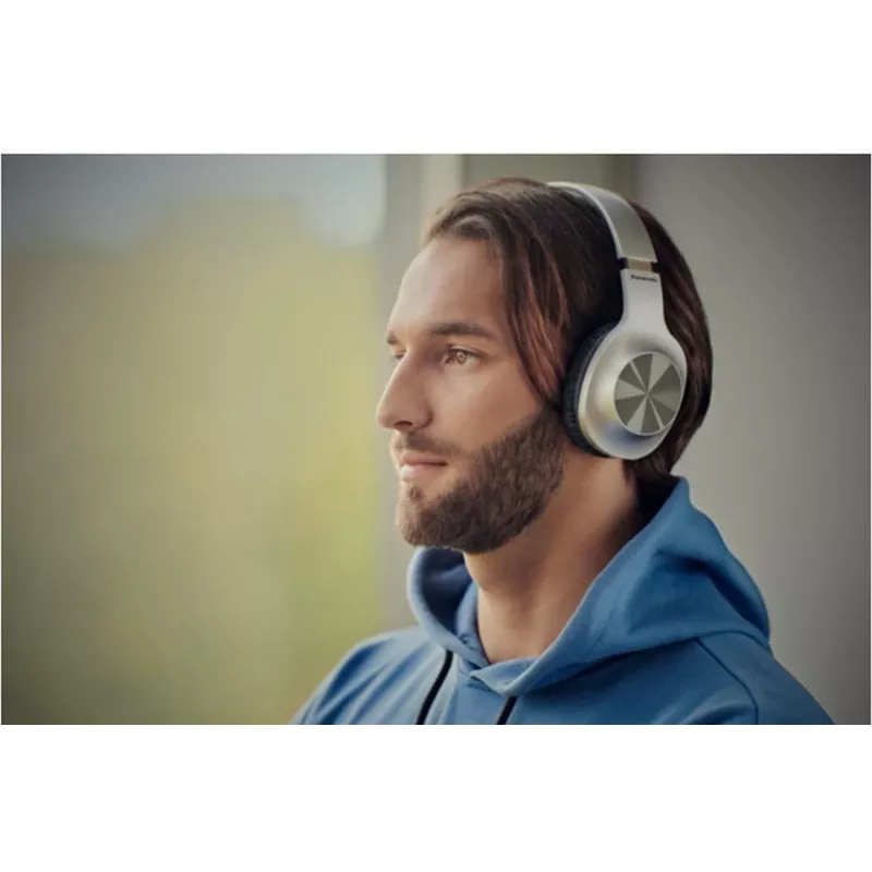 Panasonic RB-HX220BDES Auscultadores on-ear sem fios, Bluetooth, microfone, XBS, Prateado