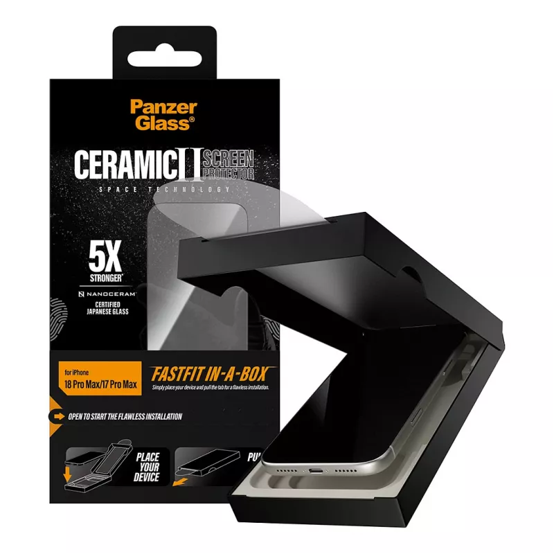 PanzerGlass cerâmica película protetora de ecrã iPhone 17 Pro Max com FASTFIT IN-A-BOX