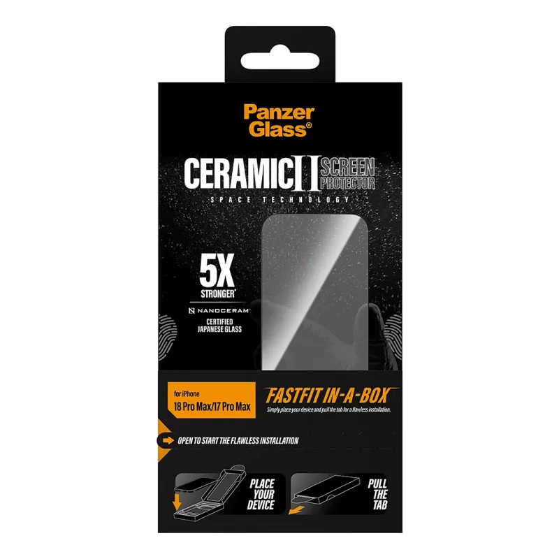 PanzerGlass cerâmica película protetora de ecrã iPhone 17 Pro Max com FASTFIT IN-A-BOX