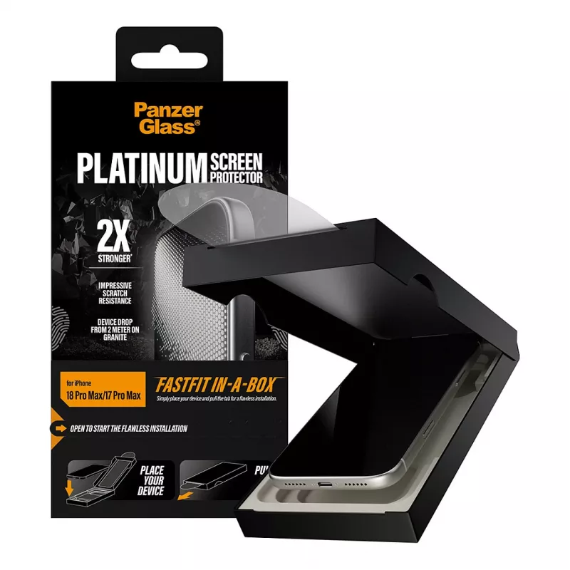 PanzerGlass Platinum película protetora de ecrã para iPhone 17 Pro Max com FASTFIT IN-A-BOX