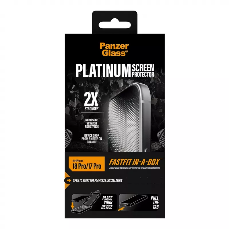 PanzerGlass Platinum película protetora de ecrã para iPhone 17 Pro com moldura de instalação FastFit